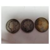 (3) Silver Coins - (2) One Shilling, (1)