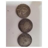 (3) Silver Canada 10 Cent Pieces - Dated Early