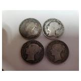 (4) Silver One Shilling Coins - 1800