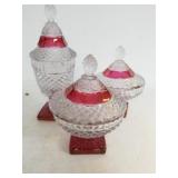 Westmoreland Ruby Red Glass Candy Dish With Tops