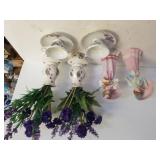 Porcelain Figurines, Floral Wall Decor,