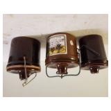 Brown Vintage Cheese Crocks With Clip Tops