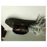 Leather Like Hat with Plume