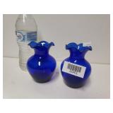 2 Small Cobalt Blue Vases