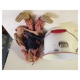 Red Trimmed Farmhouse Pot, Patriotic Rag Doll