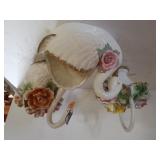 Capodimonte Flower Basket, Swan(has Crack),