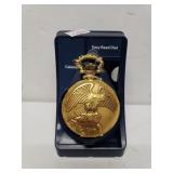 Gold Tone Quartz Eagle Pocket Watch - NEW