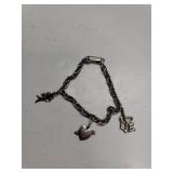 Ladies Silvertone Valentines Bracelet