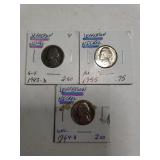 (3) Nickels- 1943, 1955, 1964