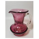 Vintage Kanawha cranberry crackle glass pitcher