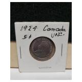 1924 Canadian Uncirculated 5 Cent Coin