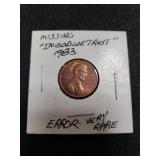 1983 Error Penny Coin - Missing "In God We Trust"