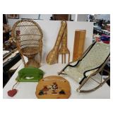 Antique Baby Doll Chair, Wicker Spoon And Fork