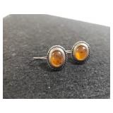 Ladies Sterling Silver Amber Colored Stone