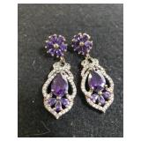 Ladies Sterling Silver Blingy Purple Stone