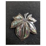 Ladies Sterling Silver Abalone Shell Leaf Pin