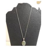 Ladies Sterling Silver Unique Stone Pendant