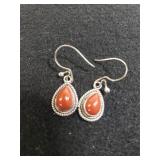 Ladies Sterling Silver Rust Colored Stone Dangle