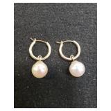 Ladies Pearl-like Hoop Earrings