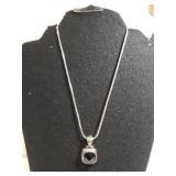 Ladies Sterling Silver Blue Stone Pendant