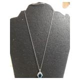 Ladies Sterling Silver Teal Stone Pendant