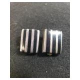 Ladies Sterling Silver Black Striped Clip-on