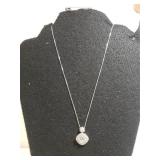 Ladies Sterling Silver Clear Stone Pendant