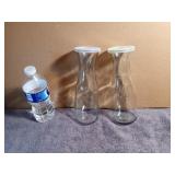 Set of 2 Clear Glass Carafes with Plastic Lids