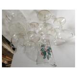 Holiday Glass Pitcher & Assorted Glass Stemware
