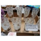 Set Of 8 Vintage Libbey Glasses Depicting Running