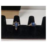 (2) Vintage Costume Blue Tigers Eye Rings -
