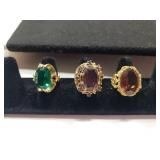 (3) Large Vintage Rhinestone Rings