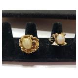 (2) 18K HGE Yellow Tigers Eye Rings