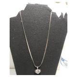 Vintage Sterling Silver Necklace With Puffy Heart
