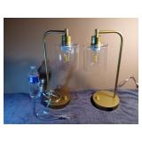 NEW Set of 2 Goldtone Industrial Dimmable Table