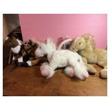 3 Stuffed Horses and Stuffed Horse Purse