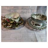 Two Royal Sealy China Tea Cups & Saucers