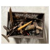 Crate With Contents~ Hammer, Jack, Ax Head,