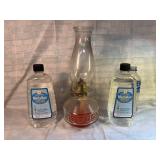 Vintage Oil Lamp With Two Full Bottles of Lamp