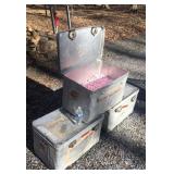 3 Aluminum Lwt Containers w/ Attached Lids.