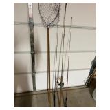 Vintage Fishing Poles & Dip Net