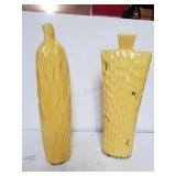 Yellow Tall Thumb Print & Line Vases