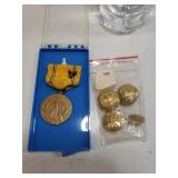 Vintage Military Buttons & Medal