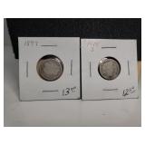 (2) Barber Dimes - 1897 & 1915