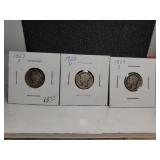 (3) Liberty Dimes - 1927, 1928, 1929