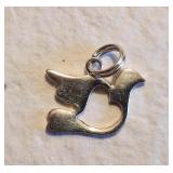 Sterling 2D Dove with Heart Charm