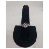 Ladies Sterling Silver Aquamarine-like Stone Ring