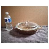 Vintage Glasbake Oval Casserole Dish with Basket