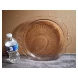 Pink Glass Floral Pattern Serving Platter