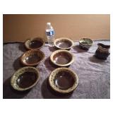 Vintage Hull Pottery Brown Drip 6 Small Bowls,